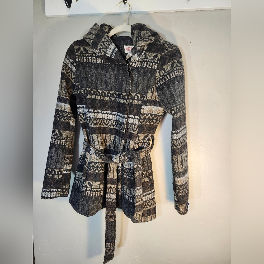 Mossimo Supply Co. Black and Gray Southwest Patterned Utility Jacket Sz Sp